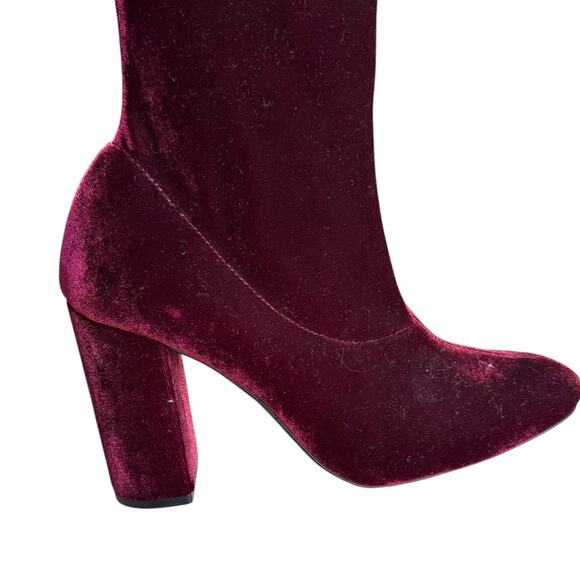 Zara velvet over the knee burgundy heeled boots EU 38 / US 7.5 - Picture 2 of 15